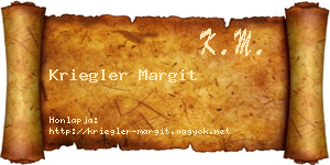 Kriegler Margit névjegykártya